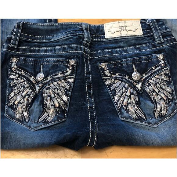 Miss Me Angel Wings Signature Ankle Skinny Stretch Blue Jeans size 26 - Picture 1 of 15